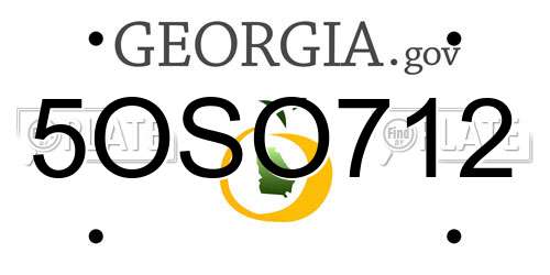 5OSO712 Georgia License Plate