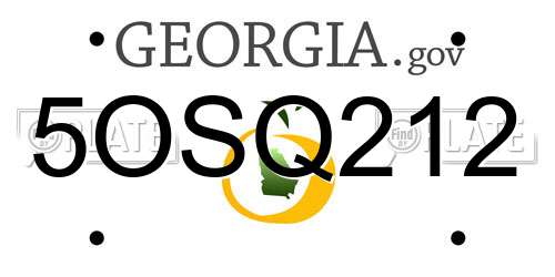 5OSQ212 Georgia License Plate