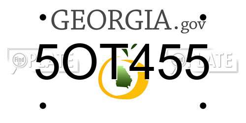 5OT455 Georgia License Plate