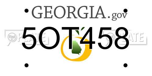 5OT458 Georgia License Plate