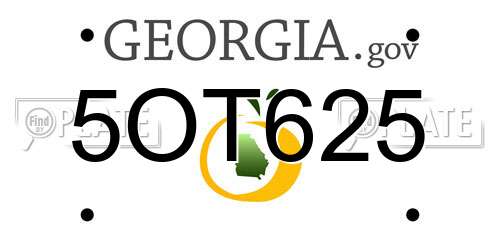 5OT625 Georgia License Plate