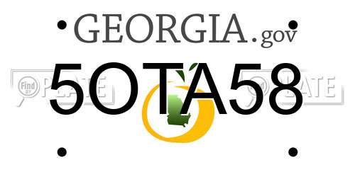 5OTA58 Georgia License Plate