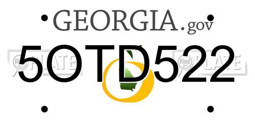 5OTD522 Georgia License Plate