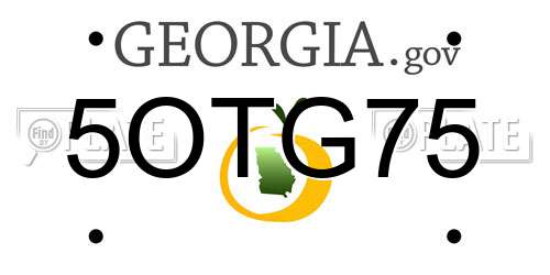 5OTG75 Georgia License Plate