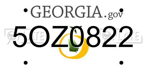 5OZ0822 Georgia License Plate