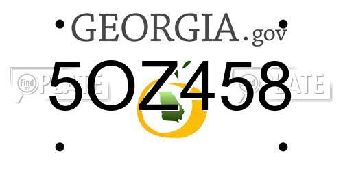 5OZ458 Georgia License Plate