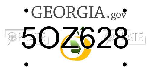 5OZ628 Georgia License Plate