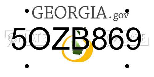 5OZB869 Georgia License Plate