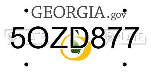 5OZD877 Georgia License Plate