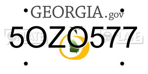 5OZO577 Georgia License Plate