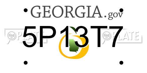 5P13T7 Georgia License Plate