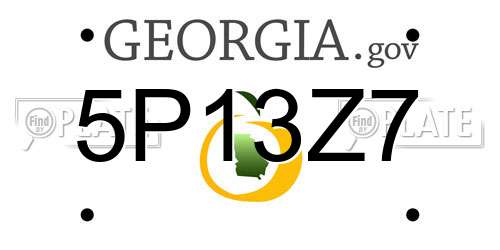 5P13Z7 Georgia License Plate