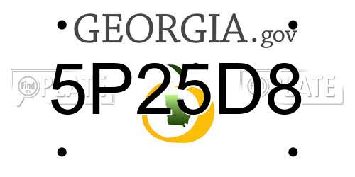 5P25D8 Georgia License Plate