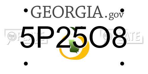 5P25O8 Georgia License Plate