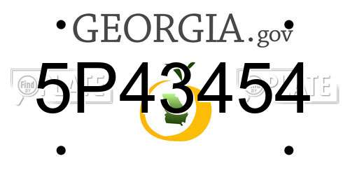 5P43454 Georgia License Plate