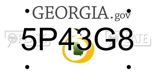 5P43G8 Georgia License Plate
