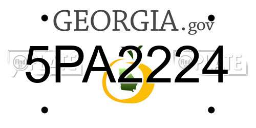 5PA2224 Georgia License Plate