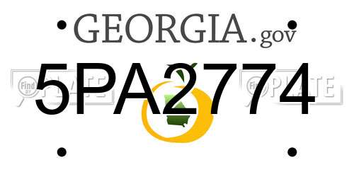 5PA2774 Georgia License Plate