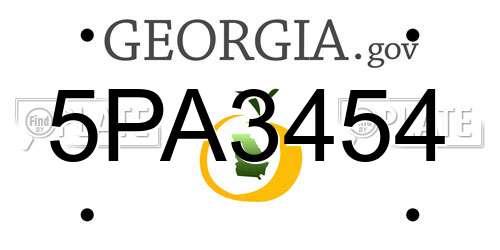 5PA3454 Georgia License Plate