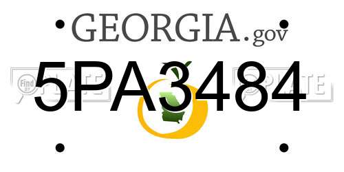 5PA3484 Georgia License Plate