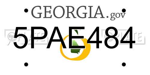 5PAE484 Georgia License Plate