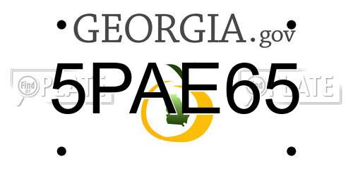 5PAE65 Georgia License Plate