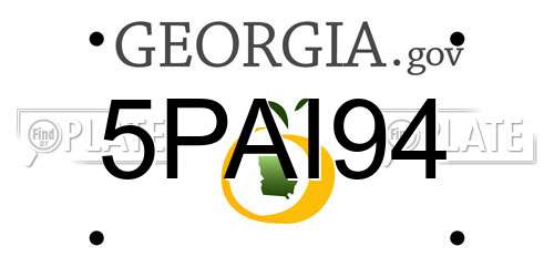 5PAI94 Georgia License Plate