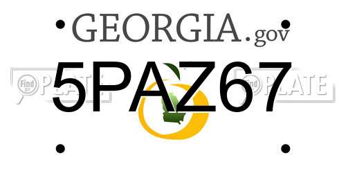 5PAZ67 Georgia License Plate
