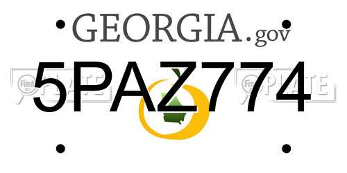 5PAZ774 Georgia License Plate