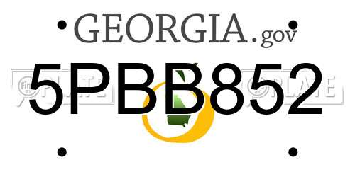 5PBB852 Georgia License Plate