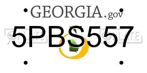 5PBS557 Georgia License Plate
