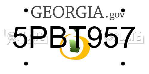 5PBT957 Georgia License Plate