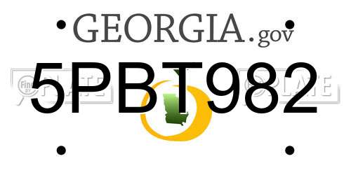 5PBT982 Georgia License Plate