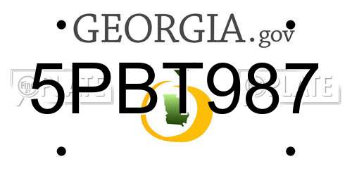 5PBT987 Georgia License Plate