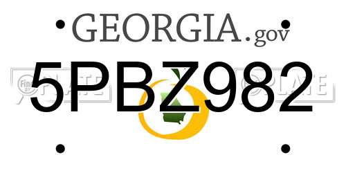 5PBZ982 Georgia License Plate