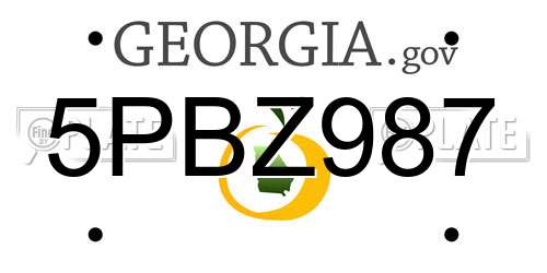 5PBZ987 Georgia License Plate