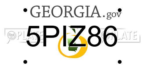 5PIZ86 Georgia License Plate