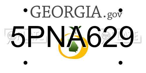 5PNA629 Georgia License Plate