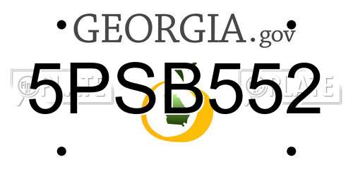 5PSB552 Georgia License Plate