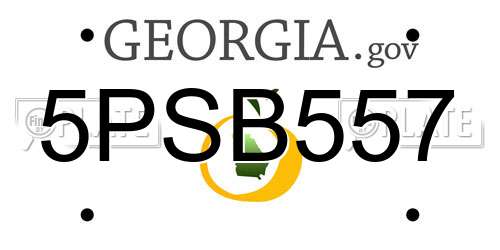 5PSB557 Georgia License Plate
