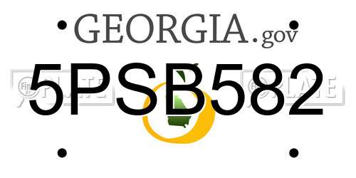 5PSB582 Georgia License Plate