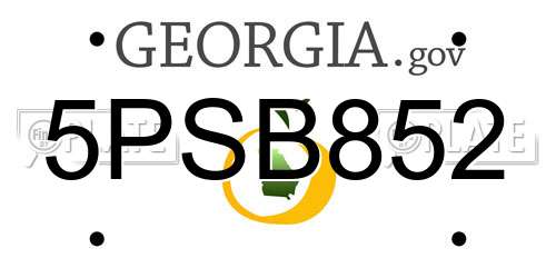 5PSB852 Georgia License Plate