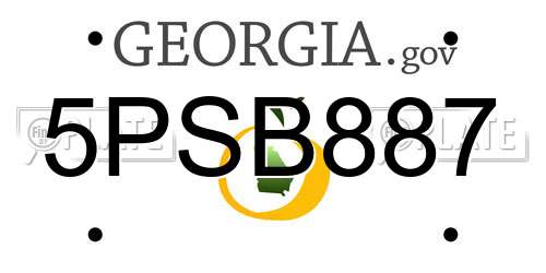 5PSB887 Georgia License Plate