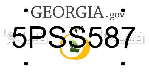 5PSS587 Georgia License Plate