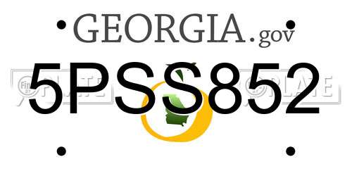 5PSS852 Georgia License Plate