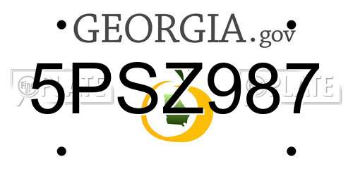 5PSZ987 Georgia License Plate