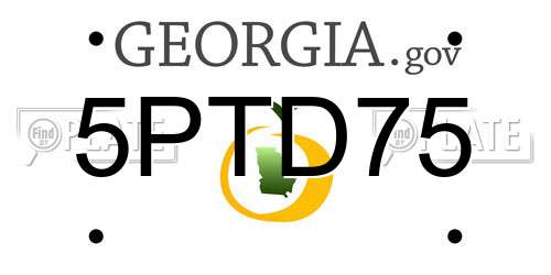 5PTD75 Georgia License Plate