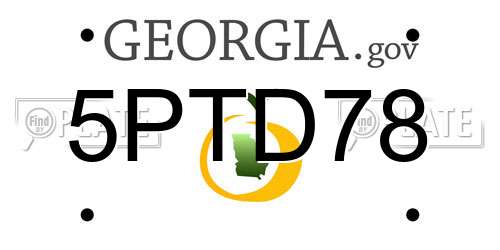 5PTD78 Georgia License Plate