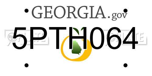 5PTH064 Georgia License Plate