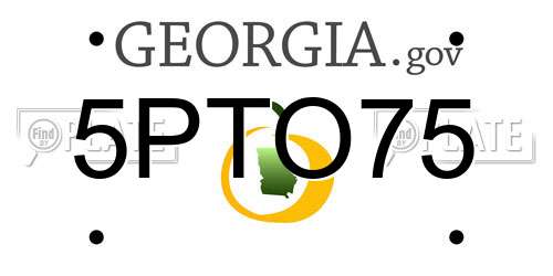 5PTO75 Georgia License Plate